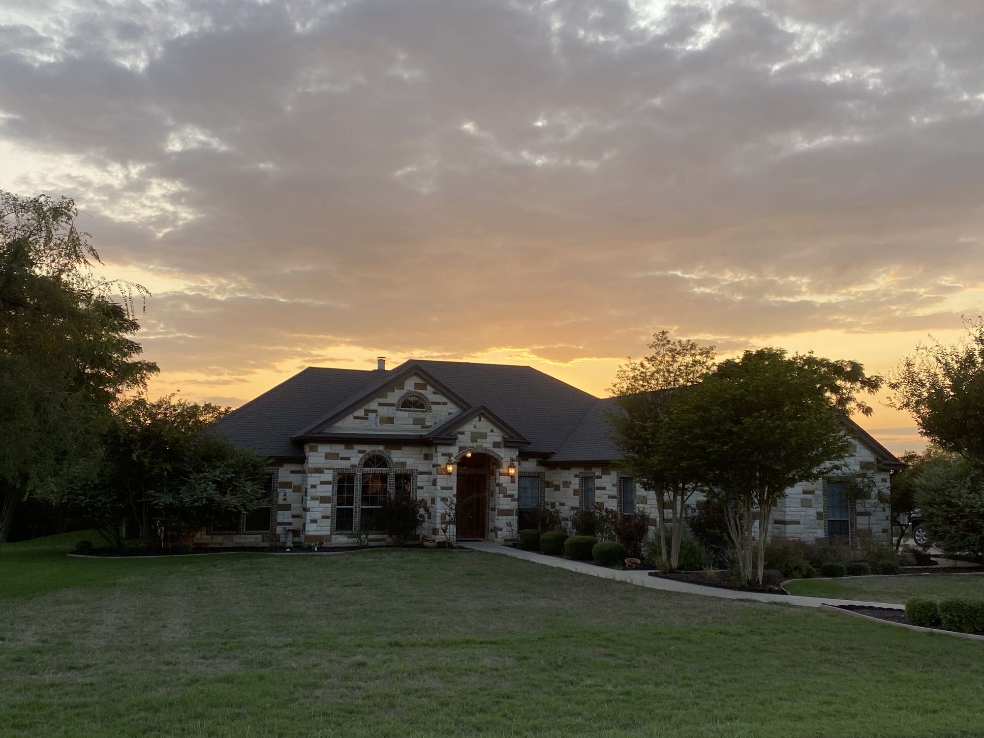 A Central Texas home at sunset
